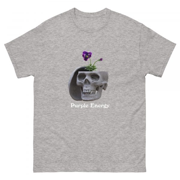 Purple Energy Skull tshirt grey
