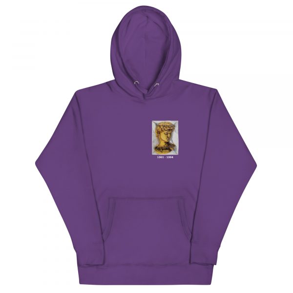 Statue of david hoodie purple
